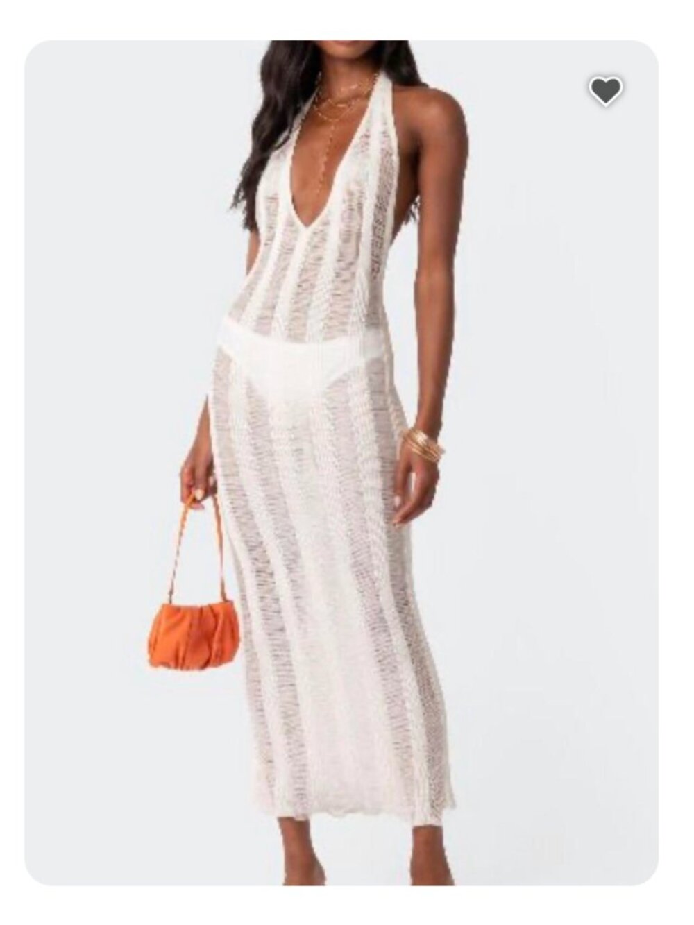 distressed semisheer halter sweater dress